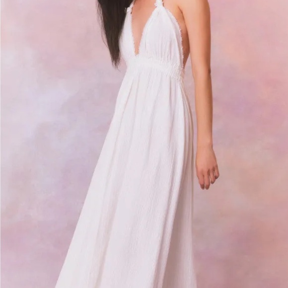 LoveShackFancy White Halter Maxi Gown - Picture 3 of 11